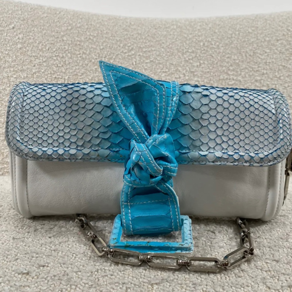 Authentic Pre-Owned Givenchy Blue White Python Bag Vintage
